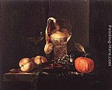 Silver Canvas Paintings - Still-Life with Silver Bowl, Glasses, and Fruit